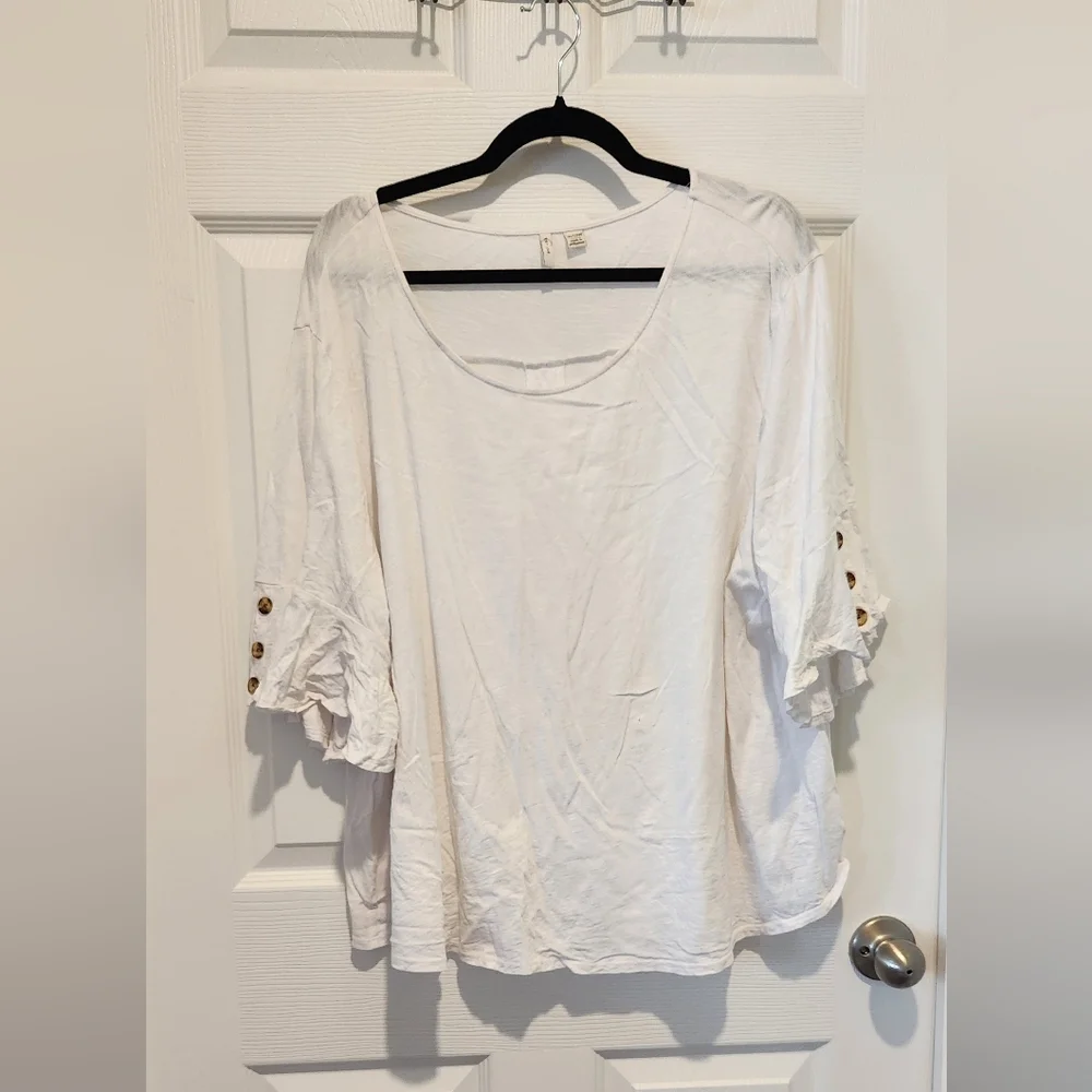 Cato Cream Button-Sleeve Blouse 26/28W - Picture 1 of 3
